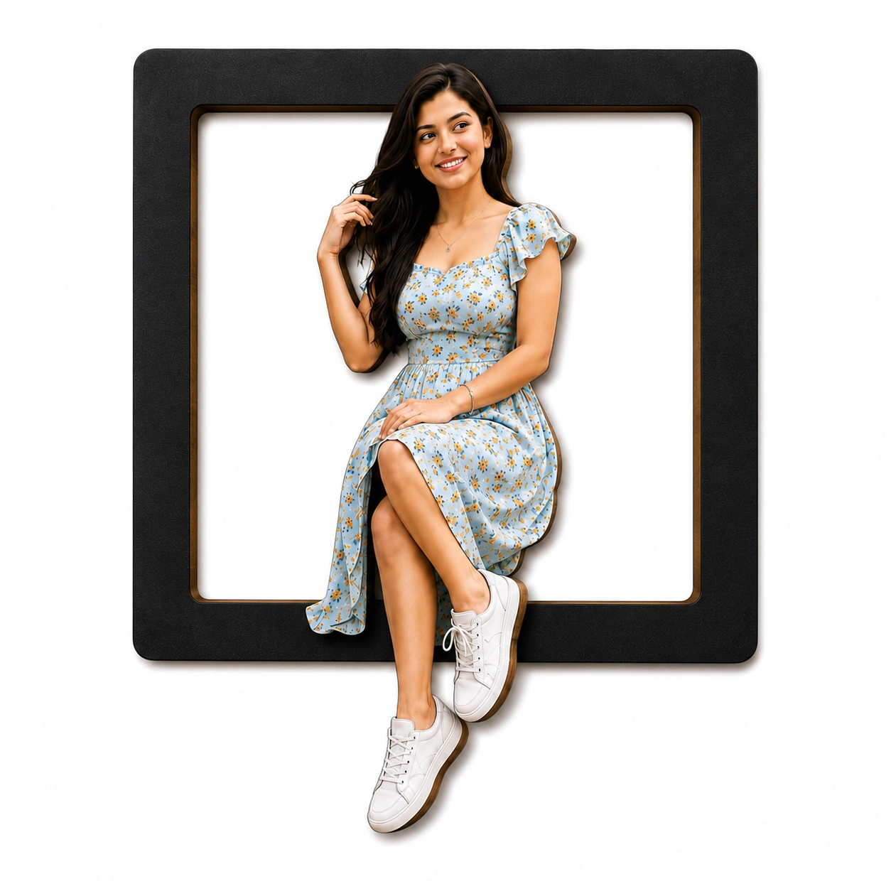 Stylish Girl Cutout Wall Frame